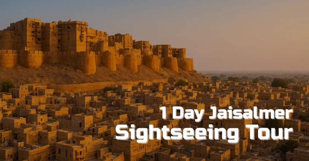 Scenic view of Jaisalmer Fort and desert landscape for 1 Day Jaisalmer Sightseeing Tour Packages