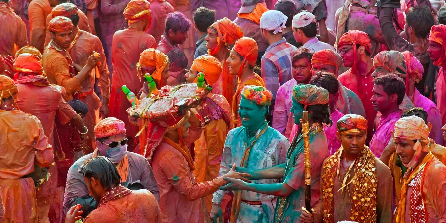 Holi at Barsana and nandgaon, Uttar Pradesh, India, Asia